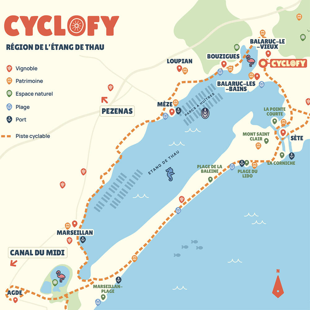 Le tour de l'étang de Thau,
56 km de pur bonheur.